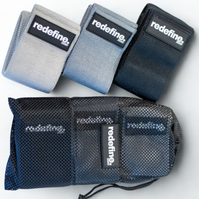 Hip Fabric Resistance Band 3 Pack - Black/Charcoal/Grey