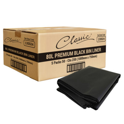 Classic® Bin Liners Black 80L Carton 250