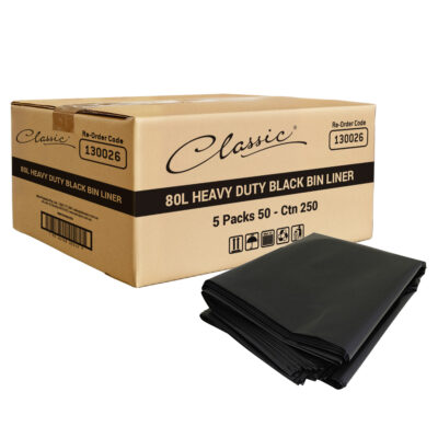 Classic® Heavy Duty Bin Liners Black 80L Carton 250