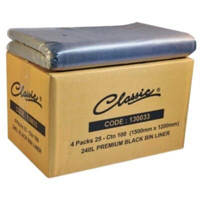 Classic® Heavy Duty Bin Liners Black 240L Carton 100