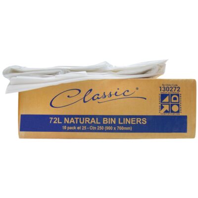Classic® Bin Liners Natural 72L Carton 250