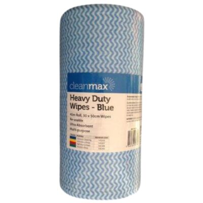 Cleanmax Heavy Duty Wipes Blue 45m Roll Each