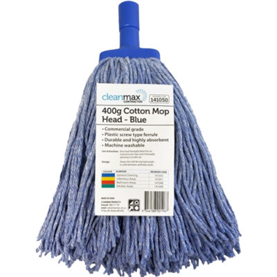 Cleanmax Cotton Mop Head Contractor Blue 400g Each
