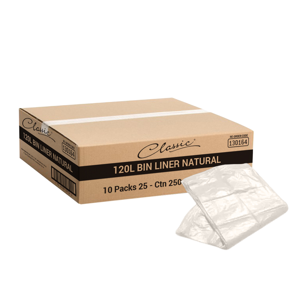 Classic Bin Liners Natural 120L Carton 250