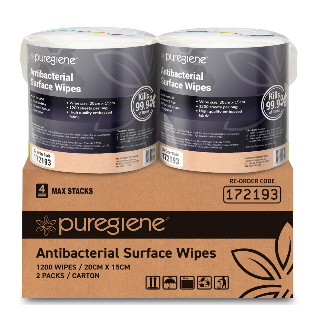 Puregiene Anti-Bacterial Wipes 1200 Sheet Roll Carton 2