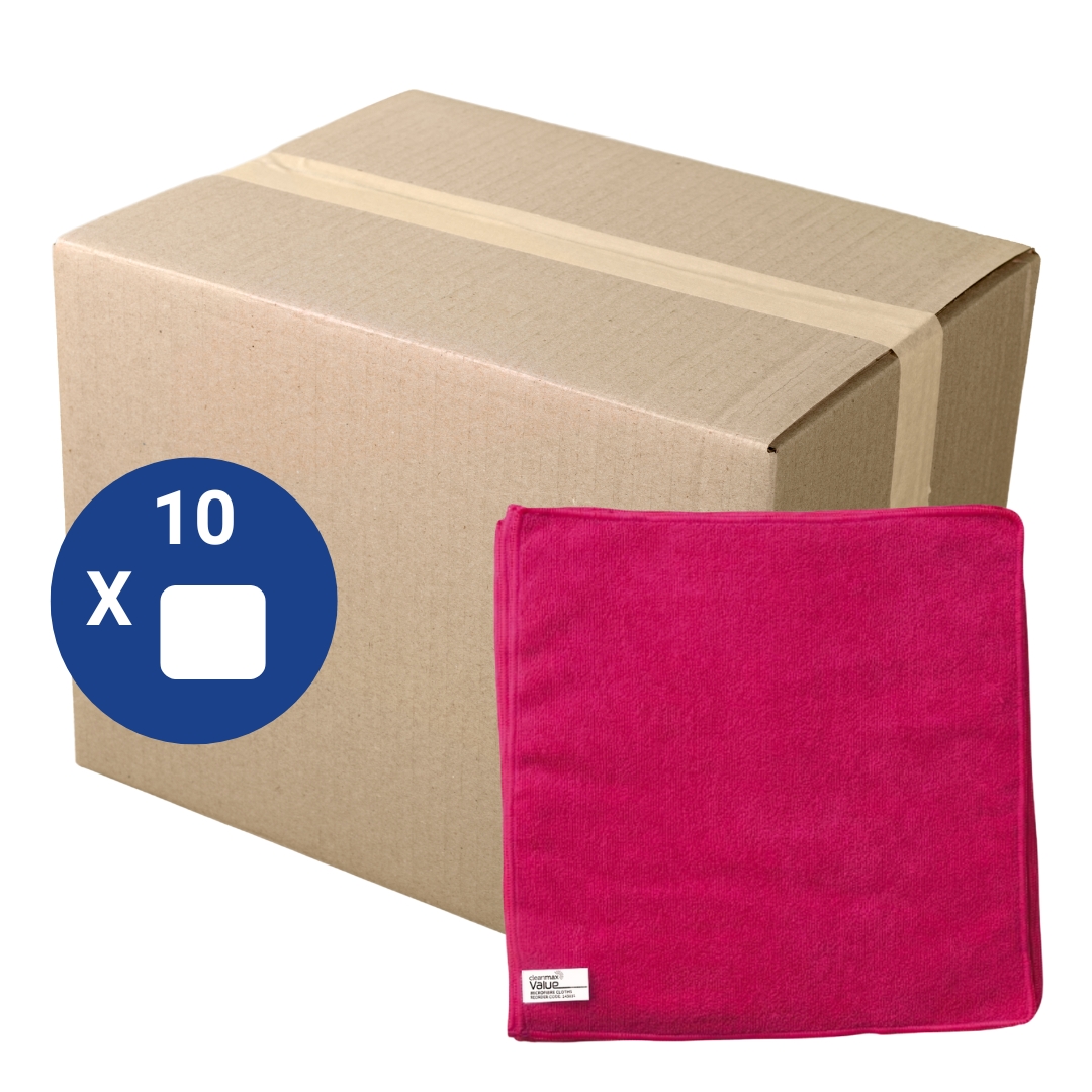 Microfibre Cloths Value Red Pack 10